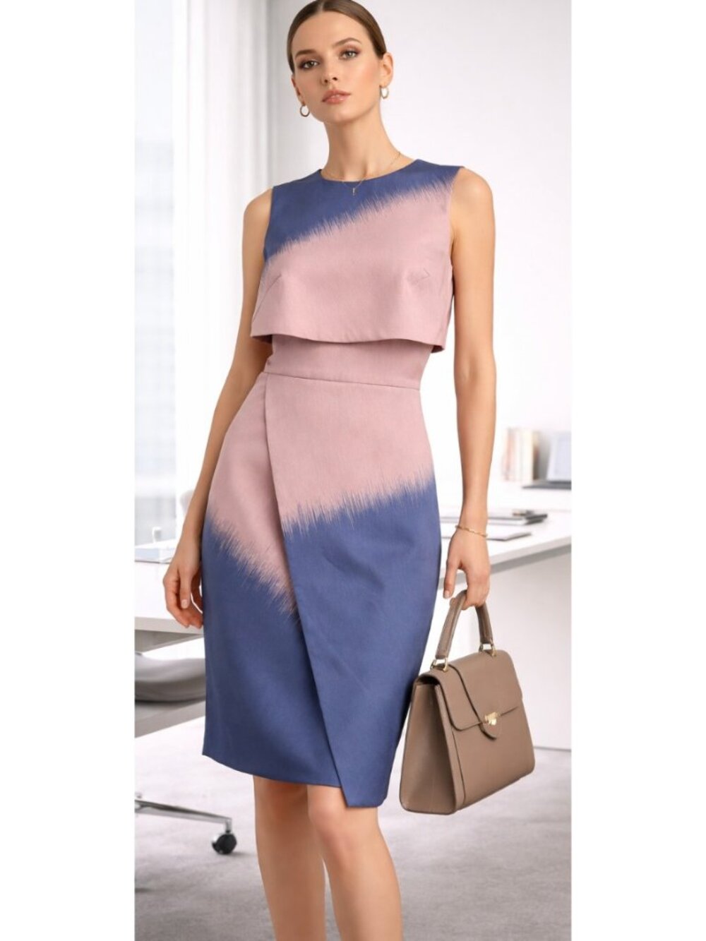 J Mendel Paris Sheath Dress Faux Wrap Womens 2